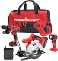 20V Max Cordless Drill Set Compact Driver Circular Saw Reciprocating Saw LED Flashlight 4-Tool Combo Kits with 2 Lithium-Ion Batteries T53977