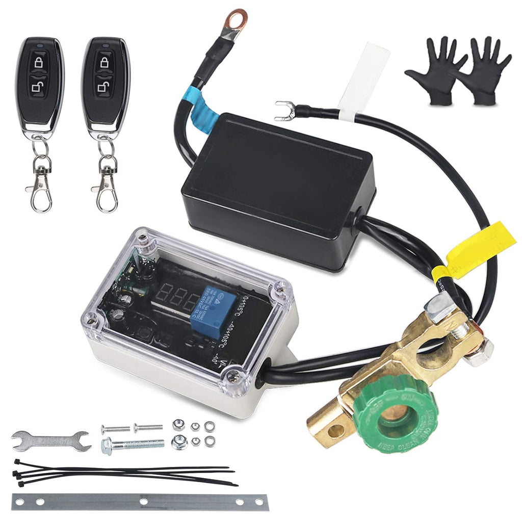 DC12V Wireless Remote Control Battery Disconnect Switch with LED Digital Voltmeter P5597