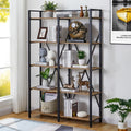 Industrial 5 Tier Bookshelf, Rustic Wood and Metal Shelving Unit O25017