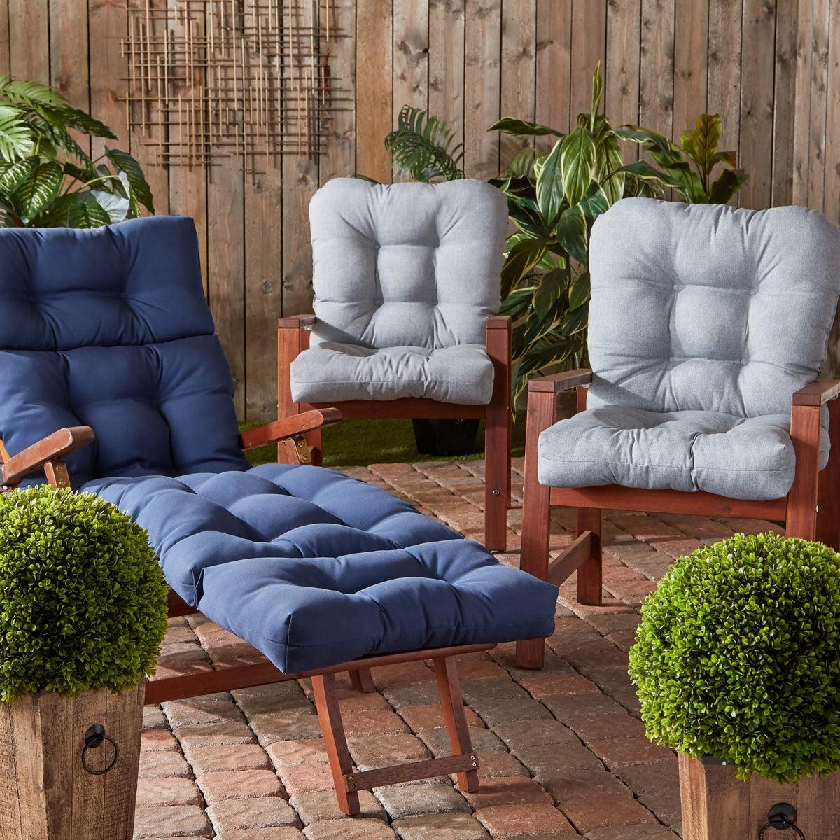 Heather Gray Outdoor Tufted Chair Cushion Set of 2 H749