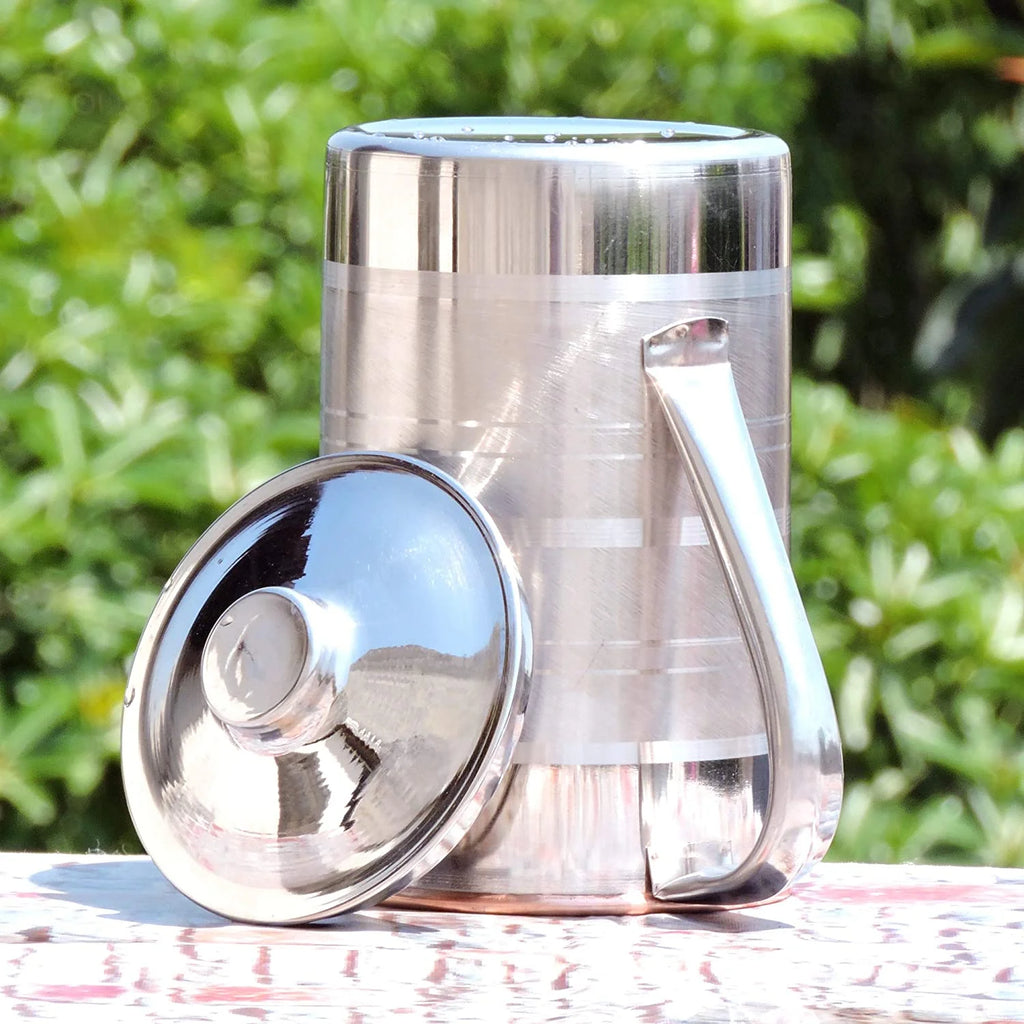 Stainless Steel and Copper Pitcher with Lid, 1.7 Lt. F667