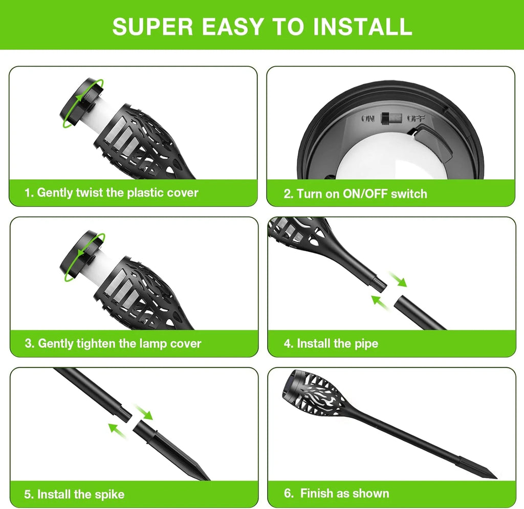12 Pack Solar Torch Lights Outdoor, LED Flickering Solar Lights, Waterproof Flame Lights I347