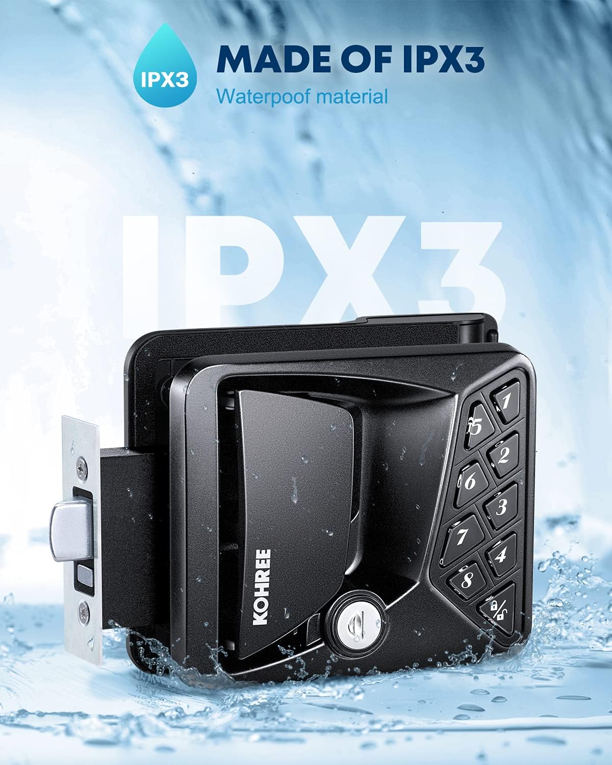 Waterproof Keyless Entry Door Lock with Keypad Deadbolt K63016