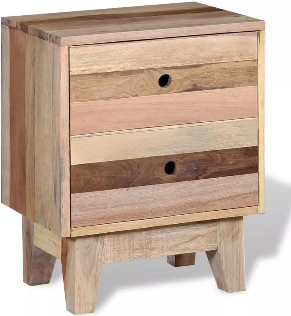 Solid Reclaimed Wood Bedside Cabinet Nightstand Chest I4317