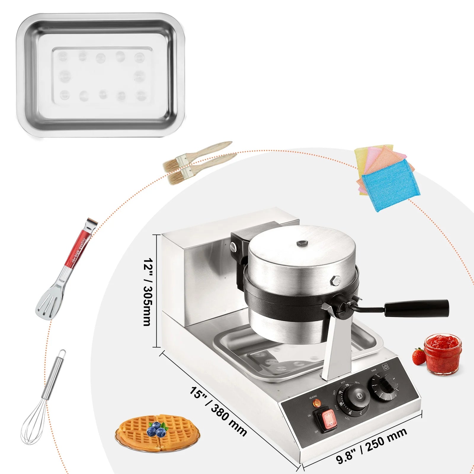 1300W Rotatable Non-Stick Round Waffle Maker H7556