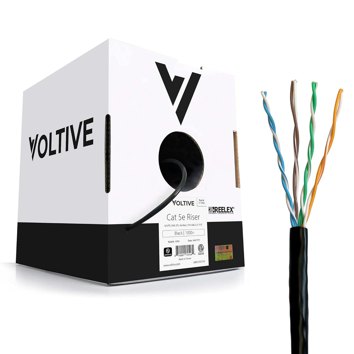1000ft White Solid Bare Copper Bulk Ethernet Cable V9028