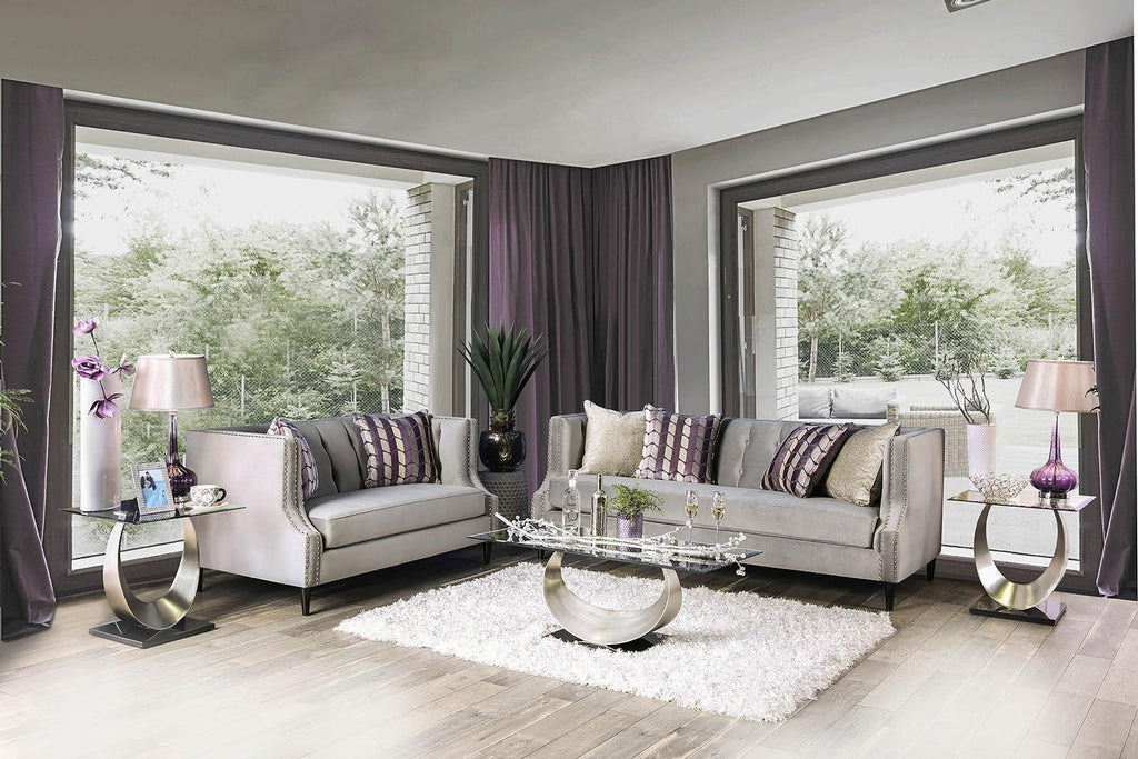 Gray & Purple Living Room Set 3pcs R178