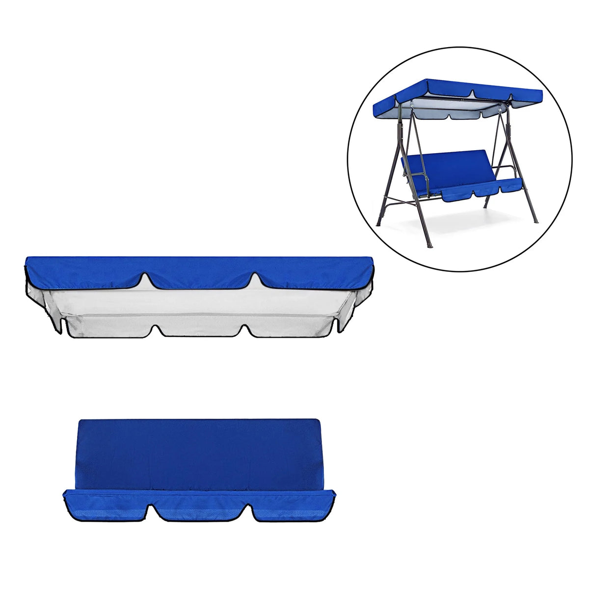 Blue Patio Swing Cushion Set for 3 Seater Swing Chairs C382