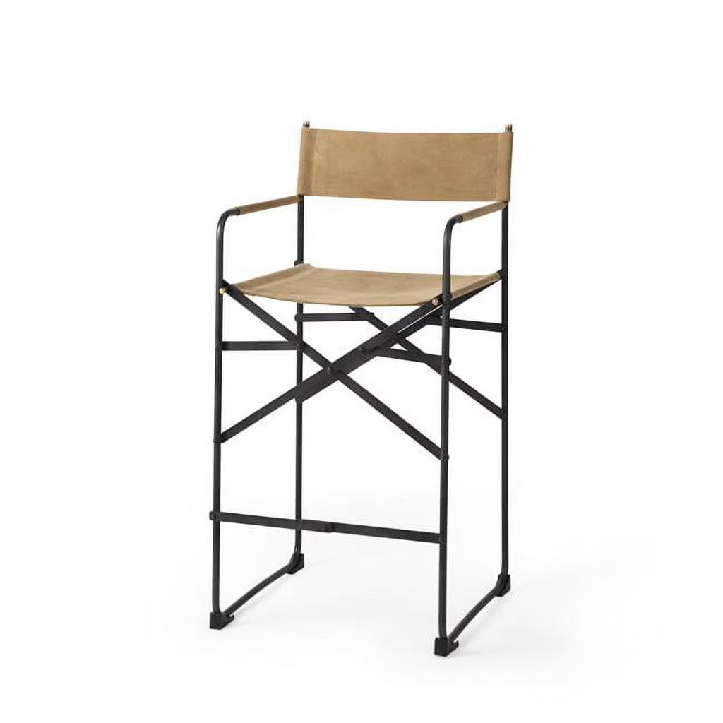 Tan Leather Directors Chair Counter Stool V55179