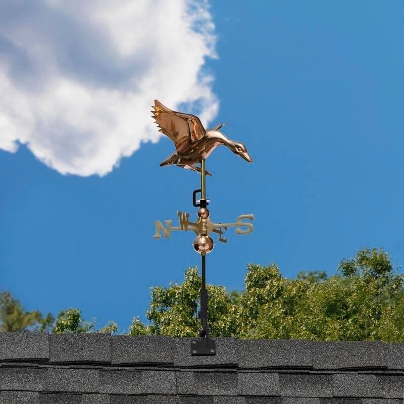 Polished Copper Roof-Mount Landing Duck Weathervane K335118