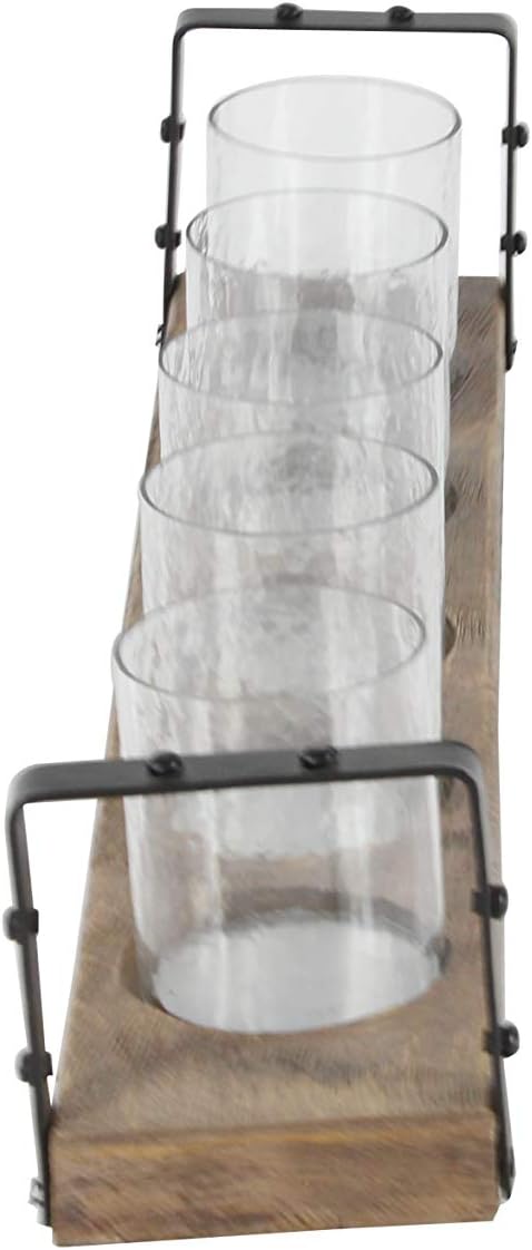 Wood Metal Glass Candle Holder, 28 by 5-Inch Pack of 2 N421