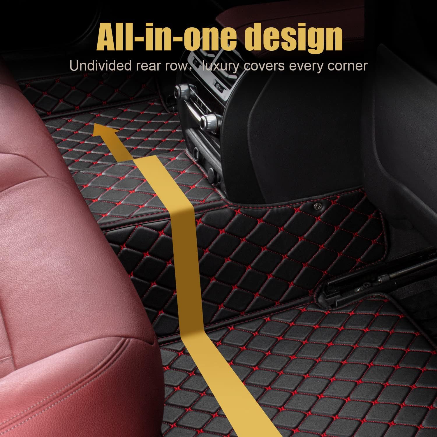 Leather Car Floor Mats Custom Fit (1st & 2nd Row Black) E510