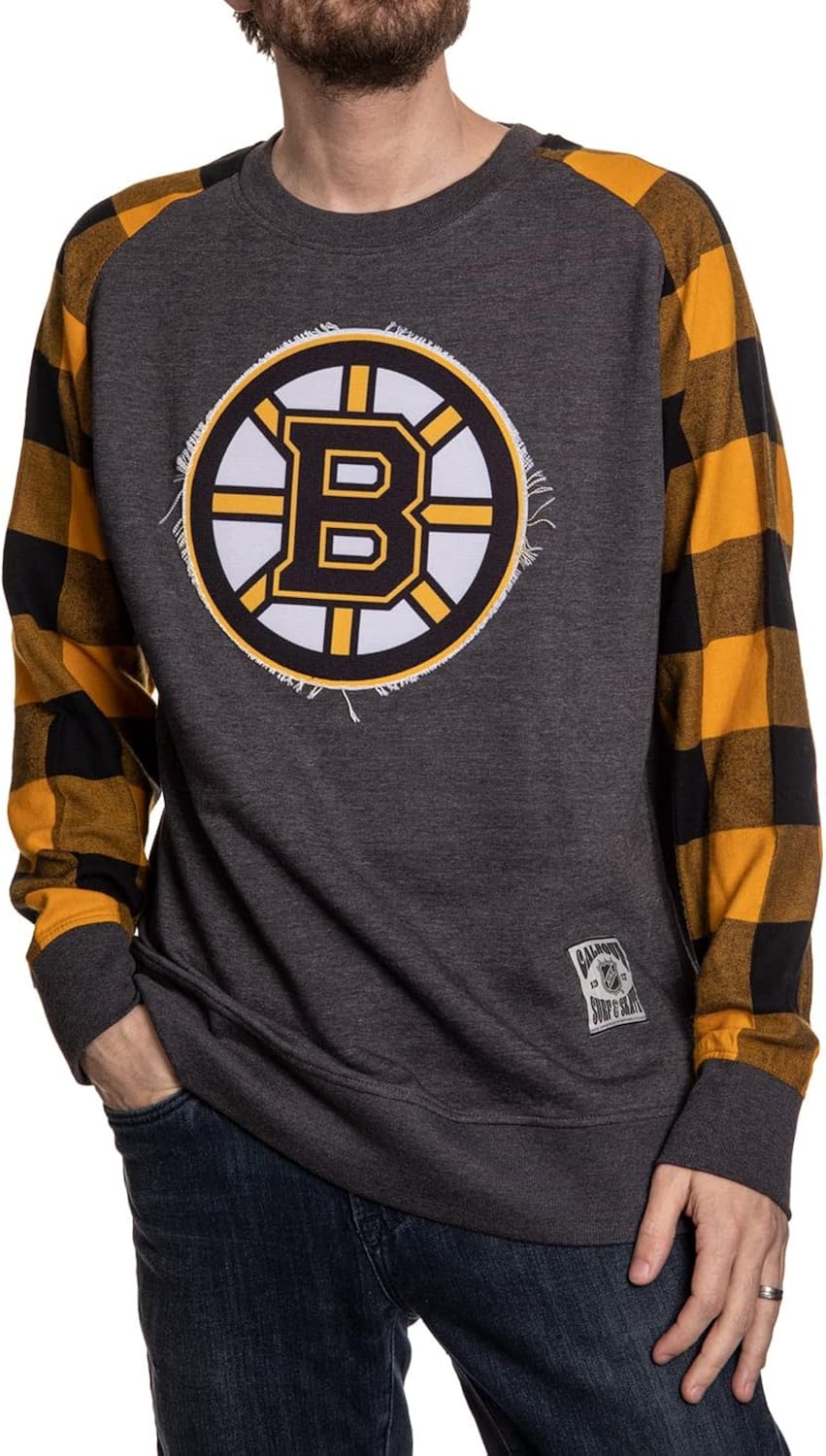 Men's Buffalo Plaid Raglan with Sewn On Frayed Patch K8986