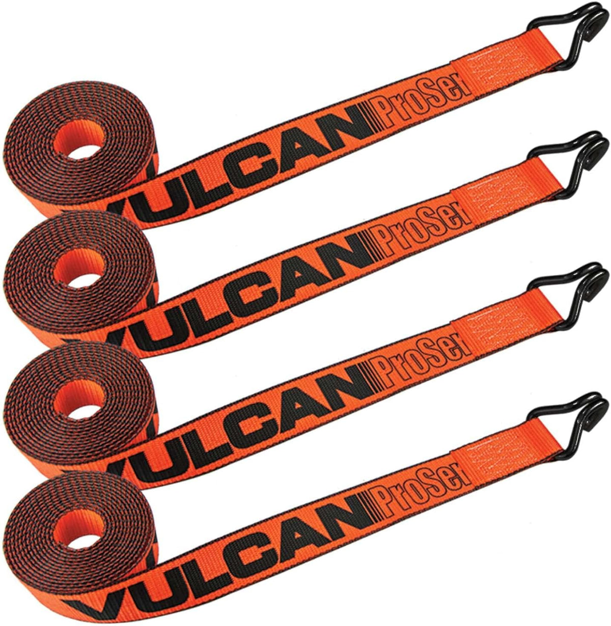 Winch Strap with Heavy Wire Hook, 2 Inch x 15 Foot, 4 Pack, 3,300 Pound Safe Working Load V100270