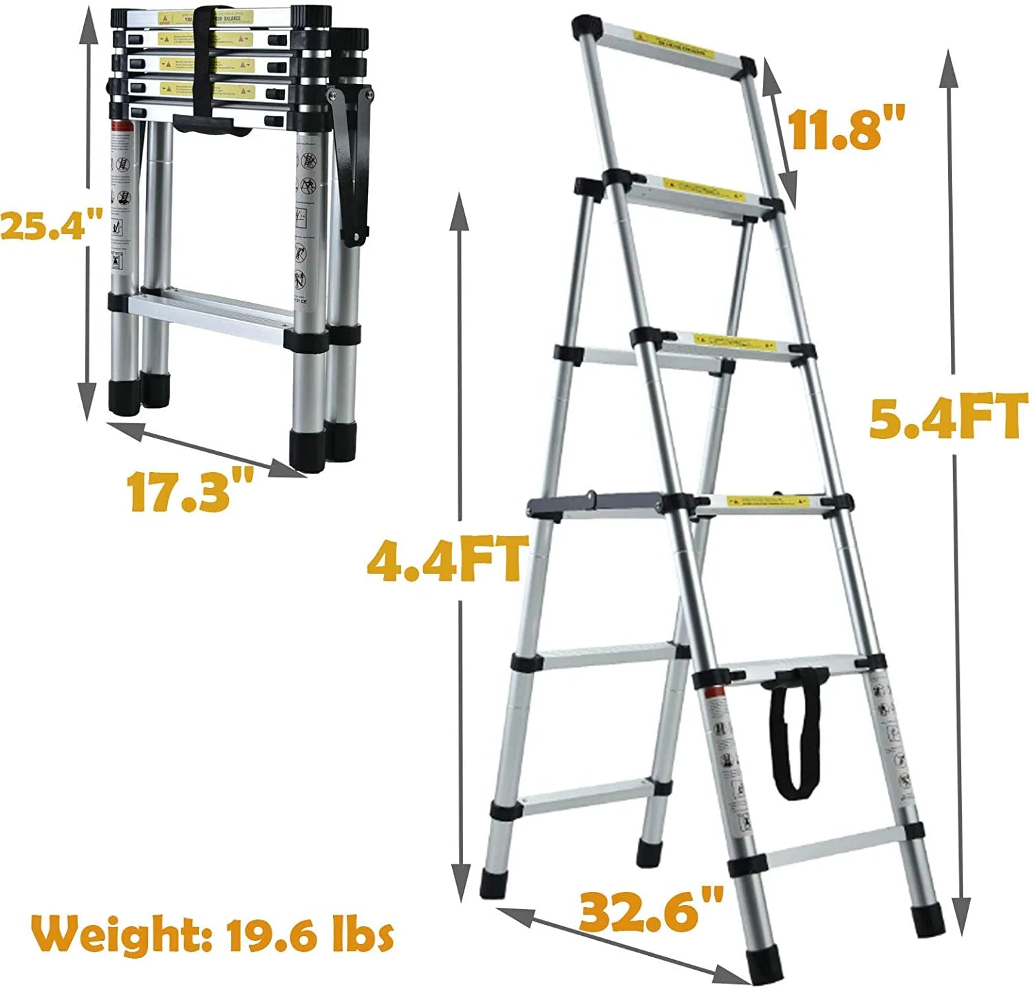 4.5FT A-Frame Aluminum Extension Ladder Anti-Slip 4+5 Steps Telescoping Collapsible Ladder Q78565