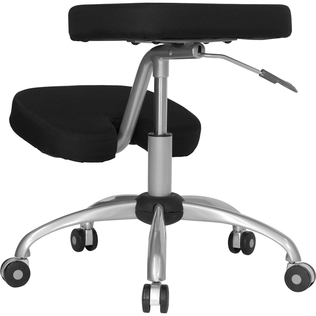 Ergonomic Kneeling Office Chair with Silver Frame in Black Fabric G67918