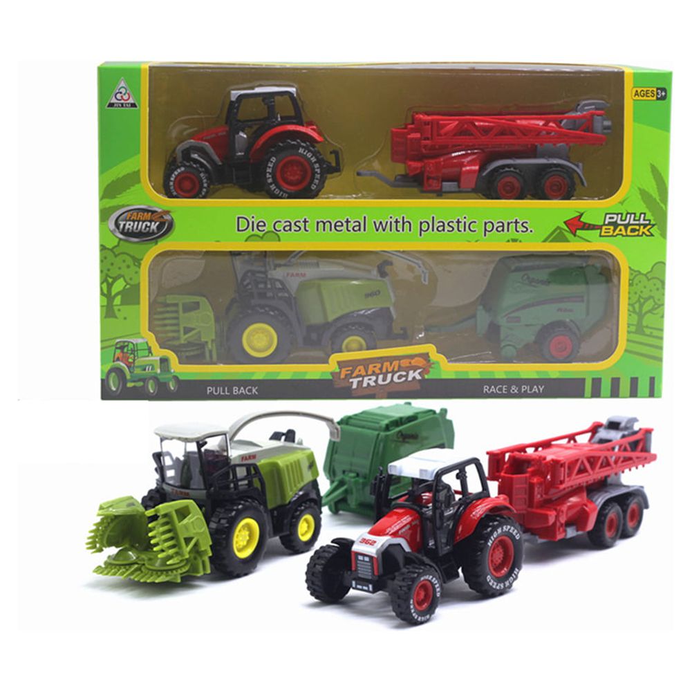 2Pcs 1/42 Diecast Tractor Harvester Farm Vehicle Car Model Toy D21105