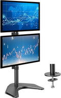 Dual Monitor Stand Vertical Stack Free-Standing Desk Mount for Two 13 to 32 Inch Computer Monitors with C Clamp Grommet Base N625099