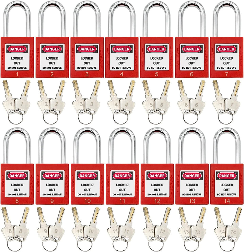 14 Key Padlocks with Numbers, 4 Lockout Hasps, 40 Lockout Tags, 20 Nylon Cable Lockout Tagout Station T32773