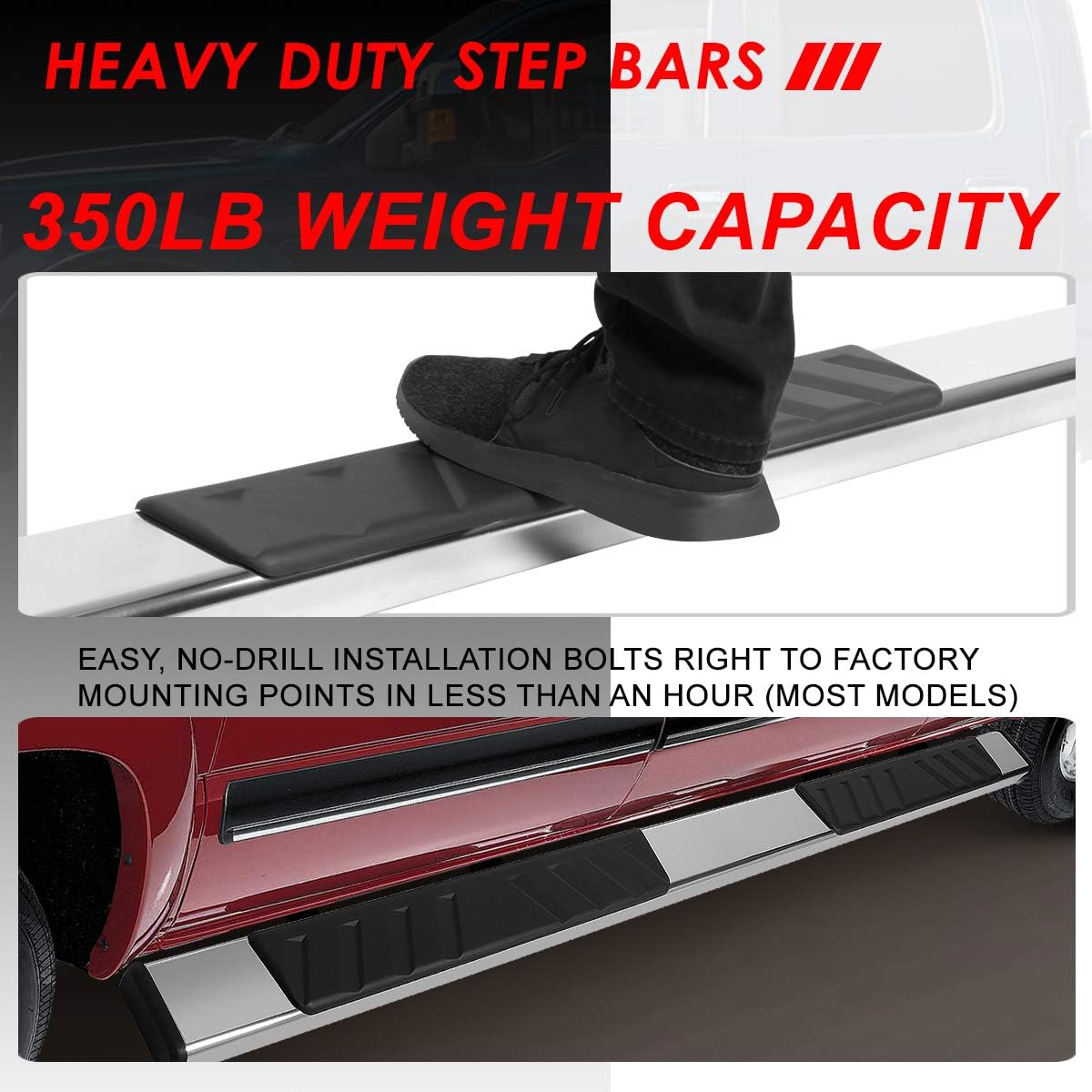 Polished Chrome Stainless Steel Nerf Bar Running Boards A456757