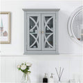 Grey Wooden Wall Storage Cabinet with Double Doors, Pack of 2 O238