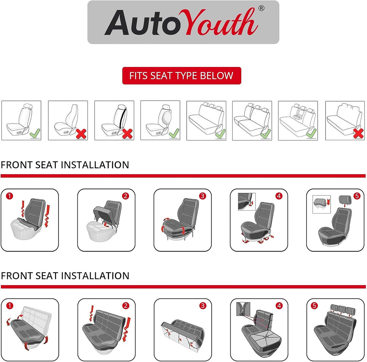 Gray 9pcs Car Seat Covers Full Set R591974