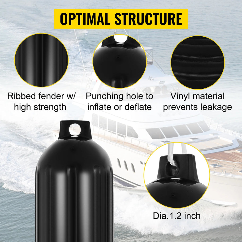 Black Ribbed Boat Fender Pack of 4 K8497