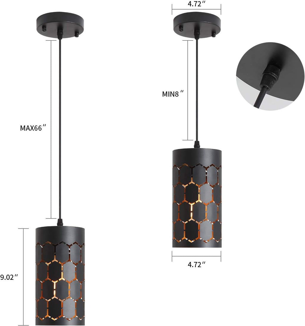 Gold Black Finish Metal Cage Mini Pendant Light F27702