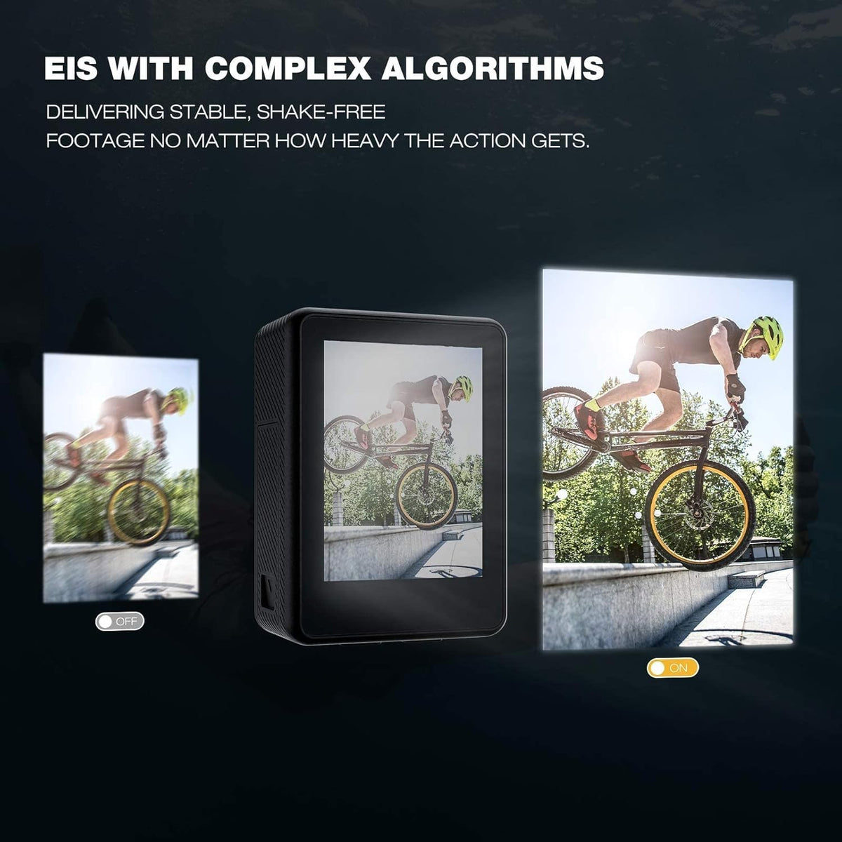 4K Waterproof Action Camera with Dual Screen and 2 Batteries B551