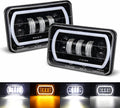 4x6 LED Headlight Halo with White DRL Amber Turn Signal Lights, Pack of 2 N25216