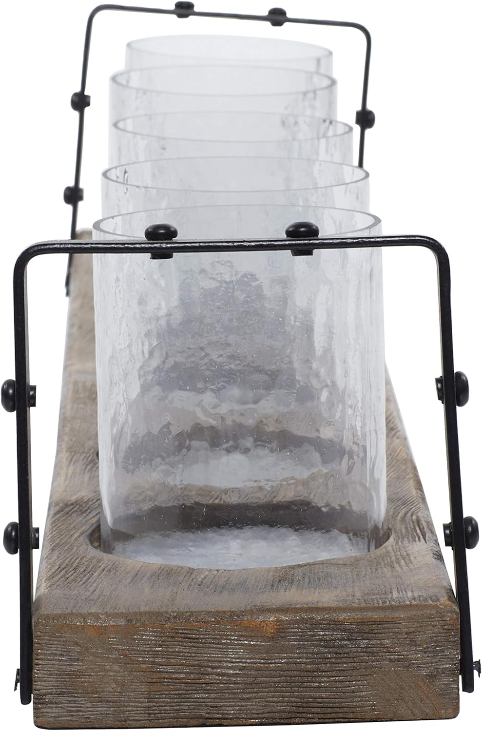 Wood Metal Glass Candle Holder, 28 by 5-Inch Pack of 2 N421