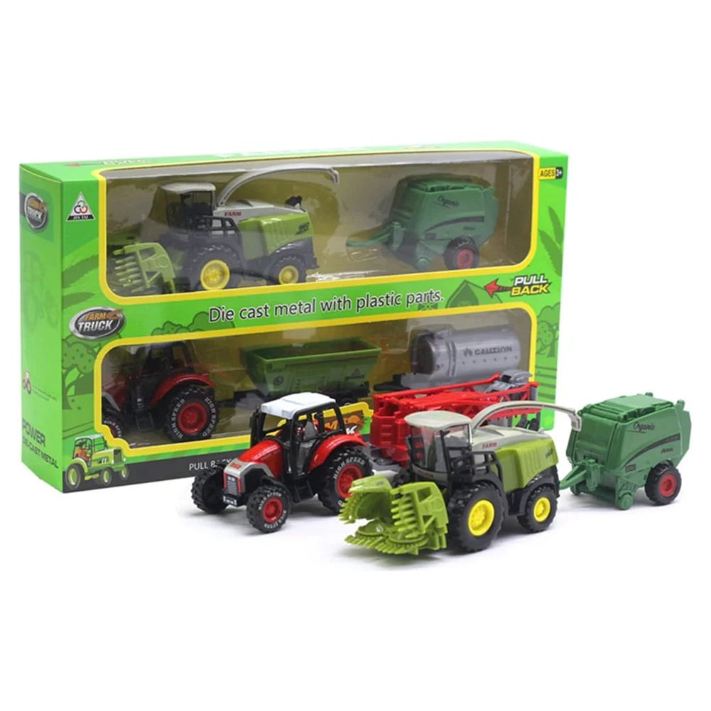 2Pcs 1/42 Diecast Tractor Harvester Farm Vehicle Car Model Toy D21105