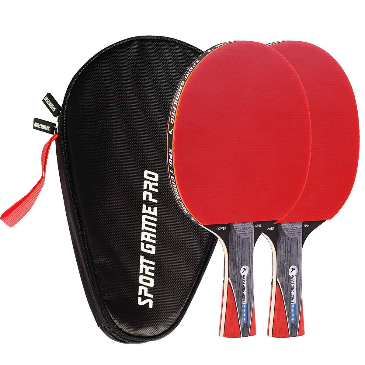 Red Double Ping Pong Paddle with Case J373