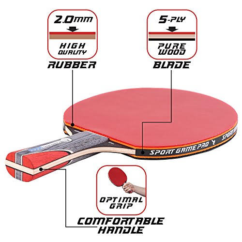 Red Double Ping Pong Paddle with Case J373