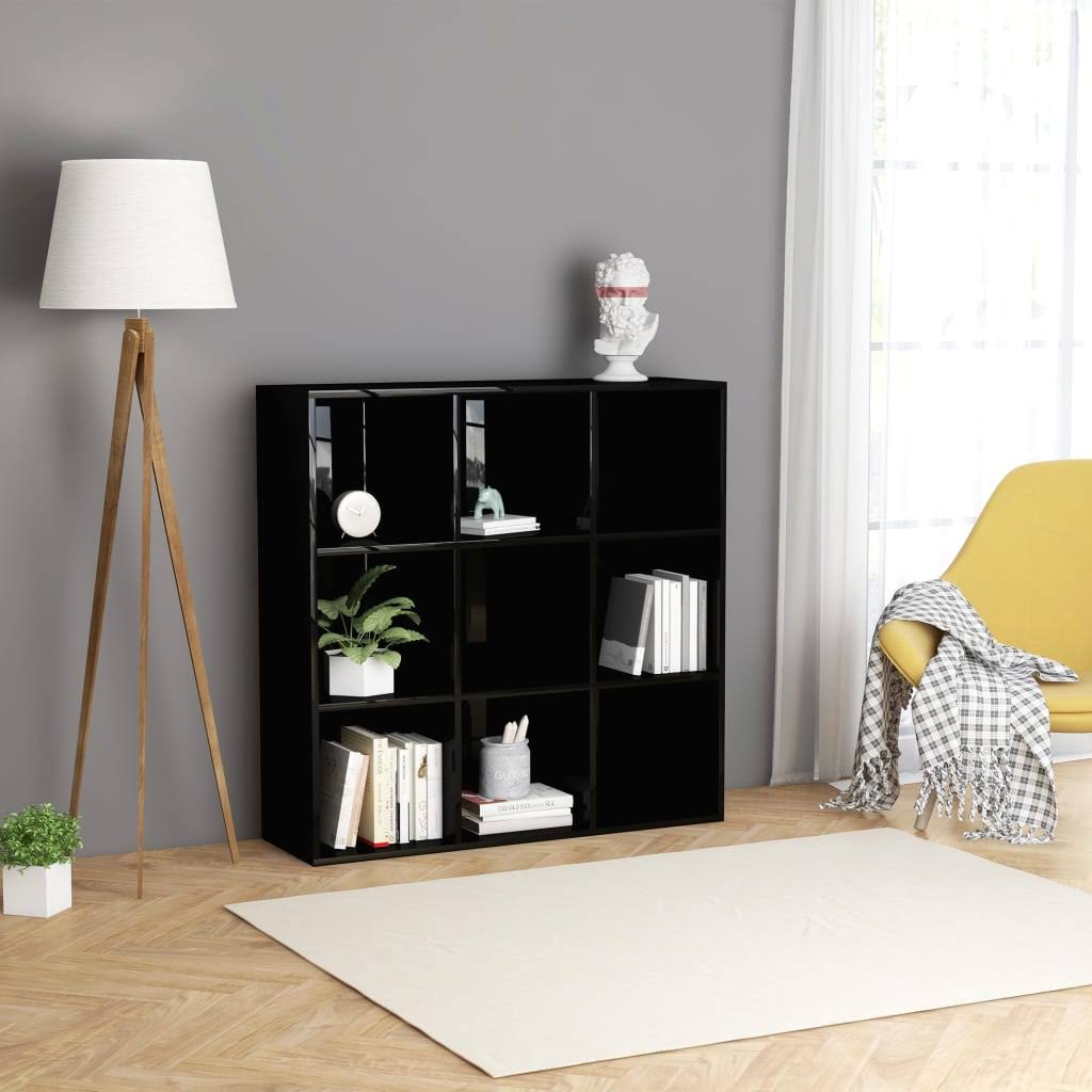 Book Cabinet High Gloss Black Chipboard X65103