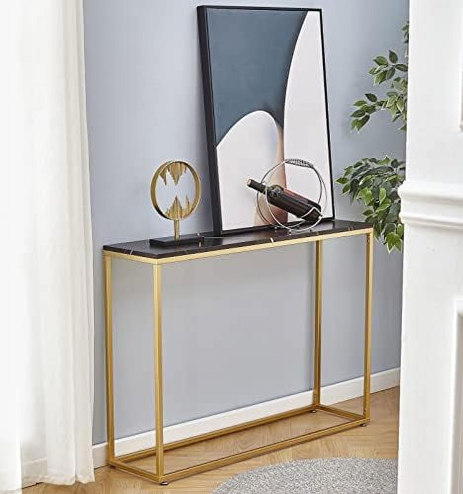 Faux Marble MDF Console Table with Metal Tube Frame G282872