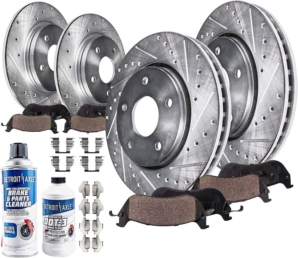 Drilled & Slotted Rotors + Brake Pads Replacement for Town & Country Grand Caravan Journey Ram C/V VW Routan S45178