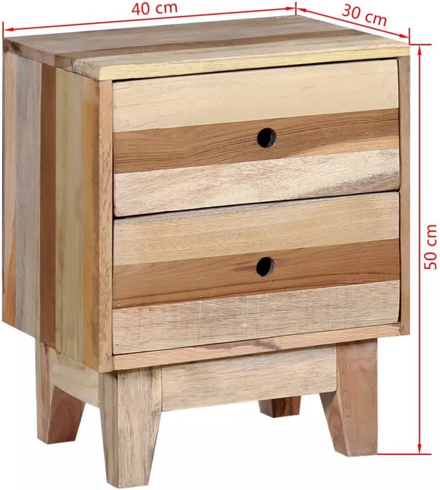 Solid Reclaimed Wood Bedside Cabinet Nightstand Chest I4317