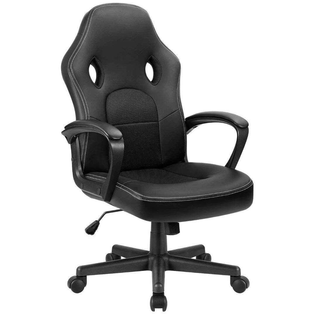Black Leather High Back Ergonomic Swivel Gaming Chair O2876