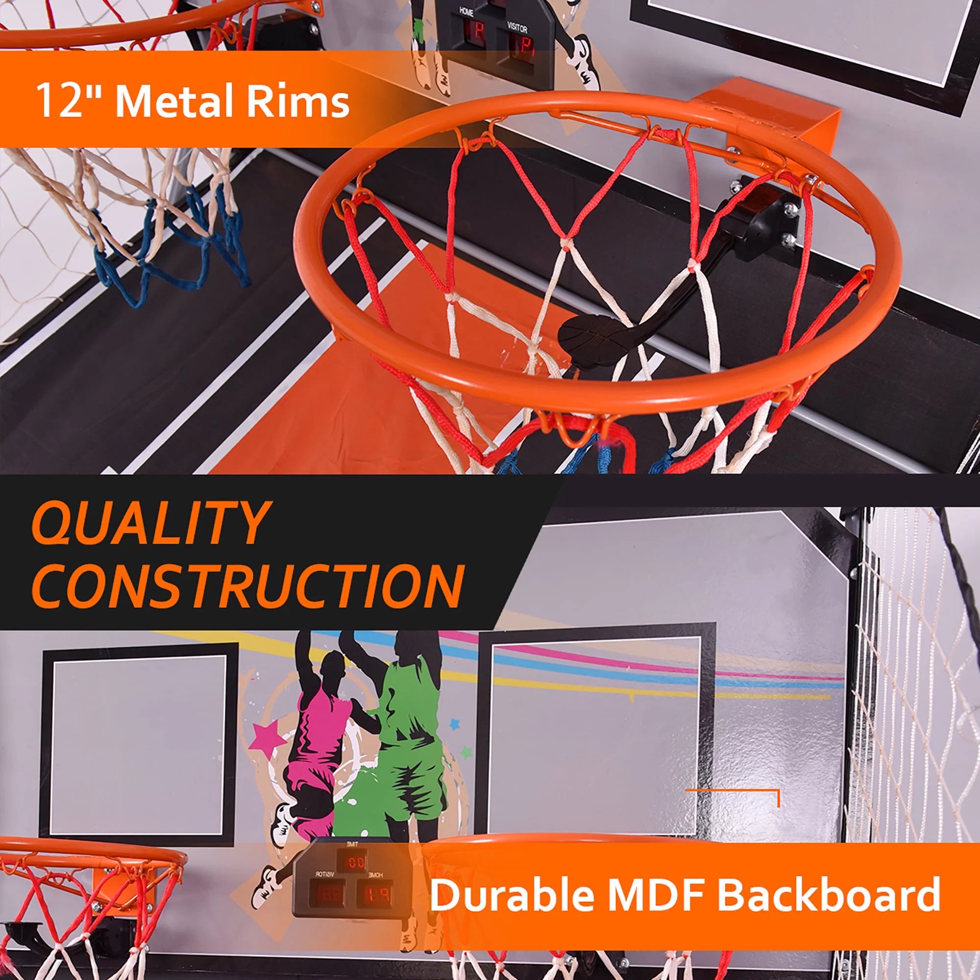 Indoor Basketball Arcade Game Double Electronic Hoops 2 Player with 4 Balls B457