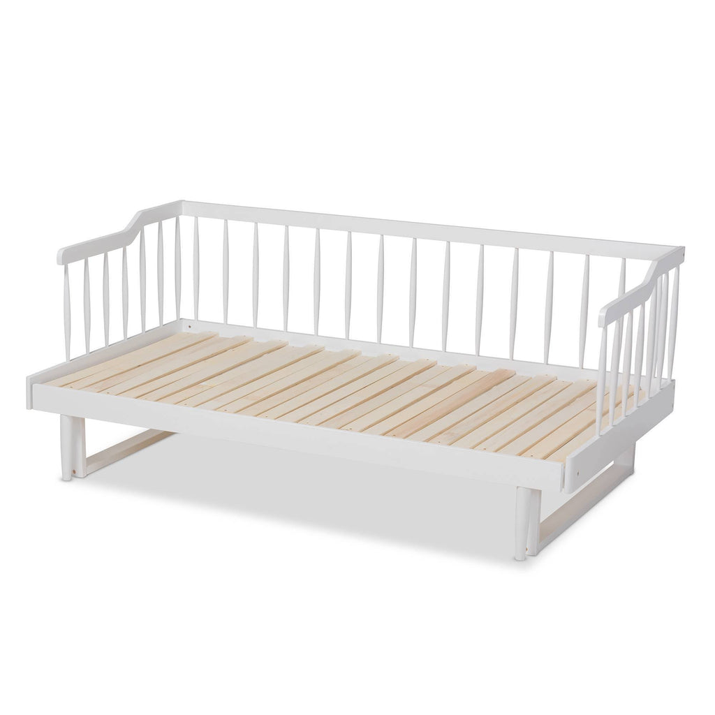 White Finished Wood Expandable Twin Size to King Size Spindle Daybed A85281