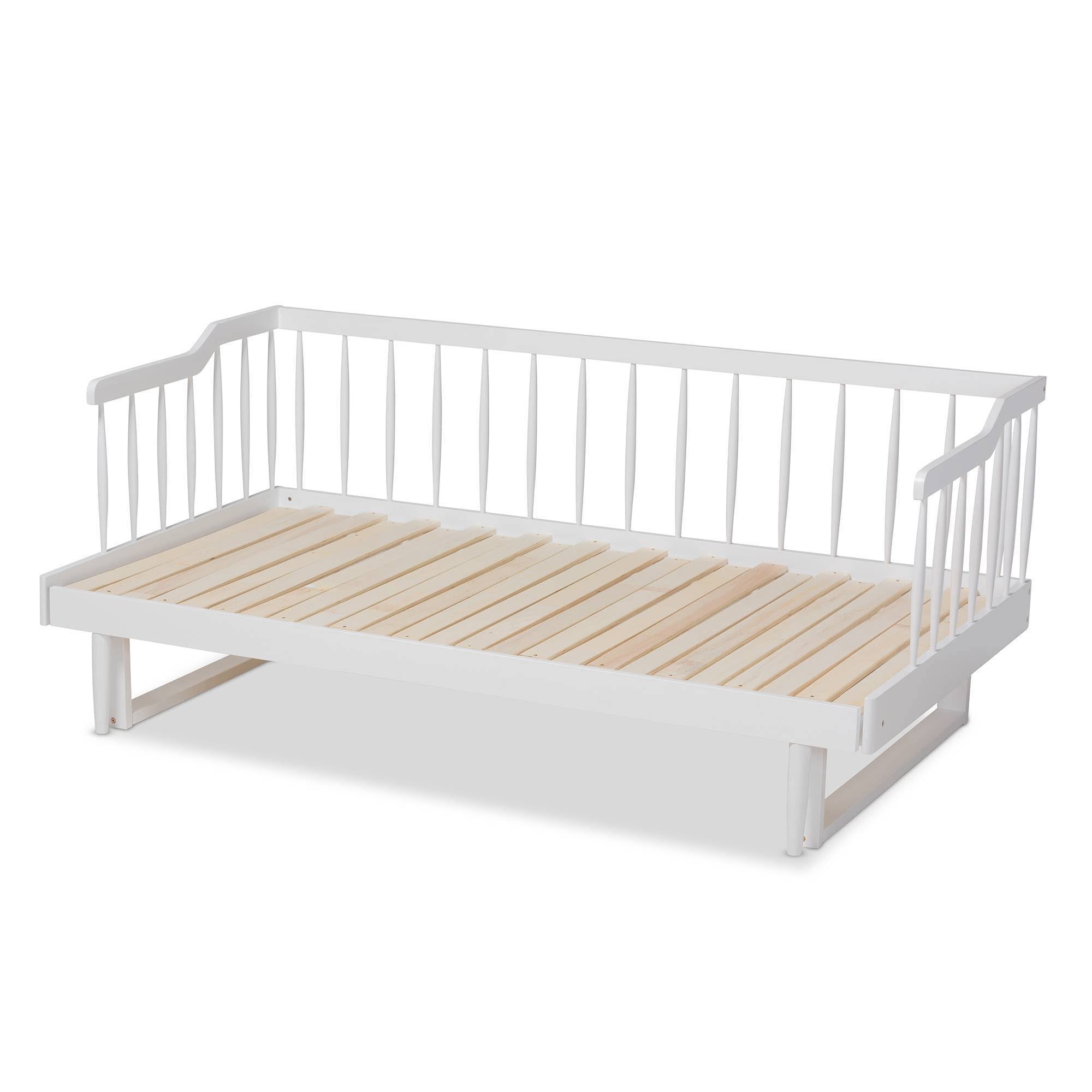 White Finished Wood Expandable Twin Size to King Size Spindle Daybed A85281