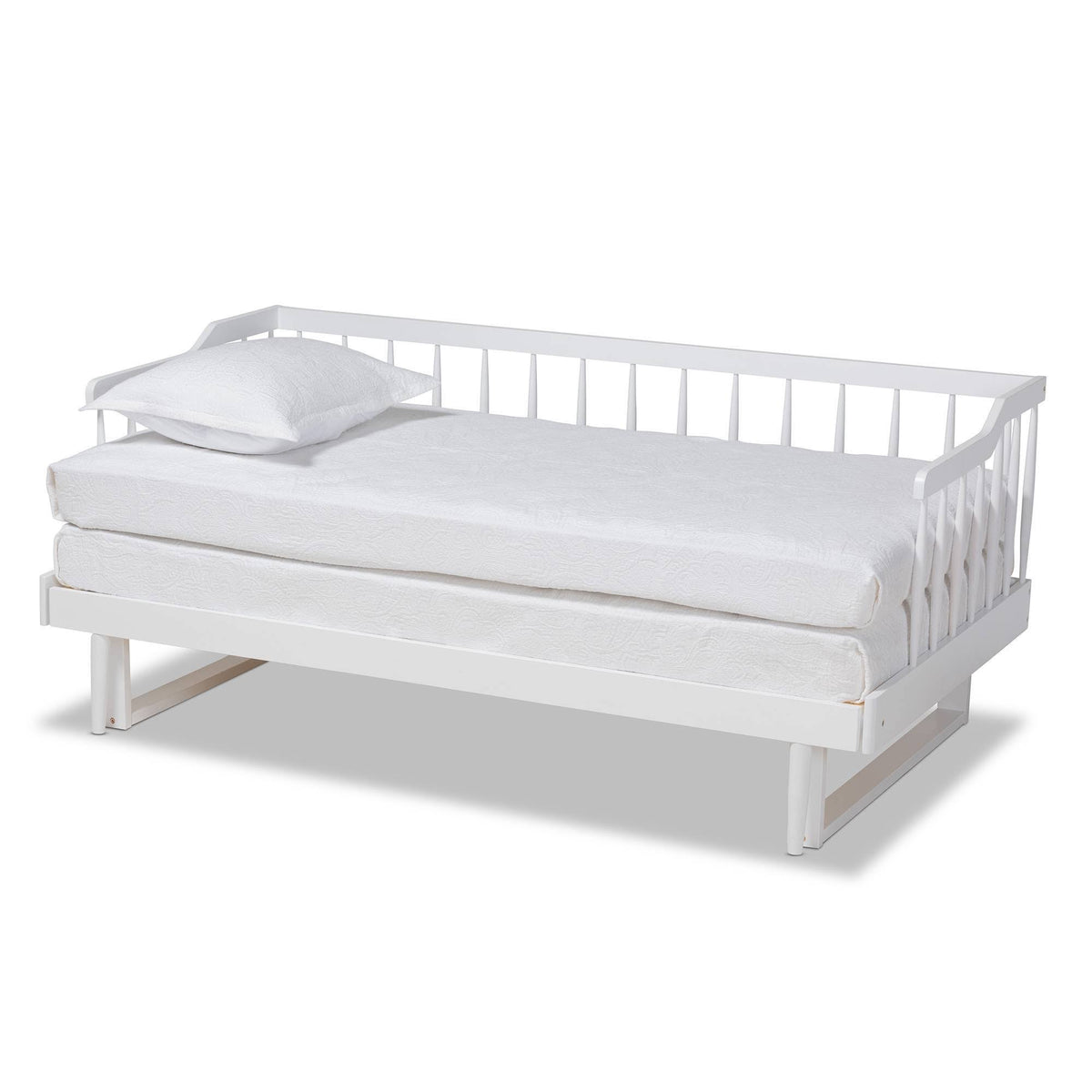 White Finished Wood Expandable Twin Size to King Size Spindle Daybed A85281