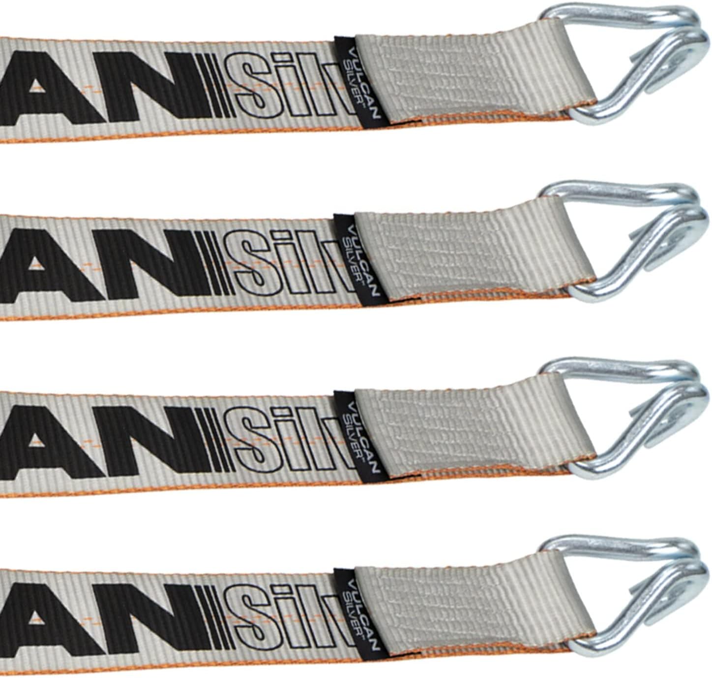 Winch Strap with Heavy Wire Hook, 2 Inch x 15 Foot, 4 Pack, 3,300 Pound Safe Working Load V100270
