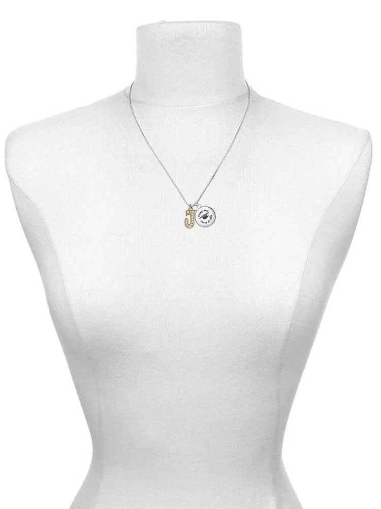 Goldtone Crystal Initial J Charm Necklace X5712