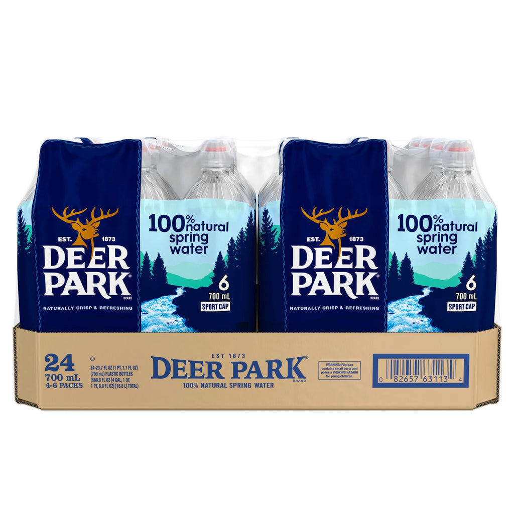 24 Pack Natural Spring Water 23.7 oz Plastic Bottles M38475