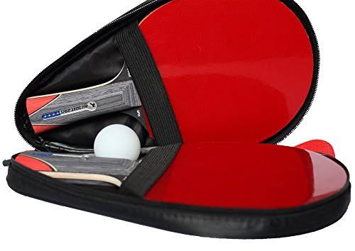 Red Double Ping Pong Paddle with Case J373