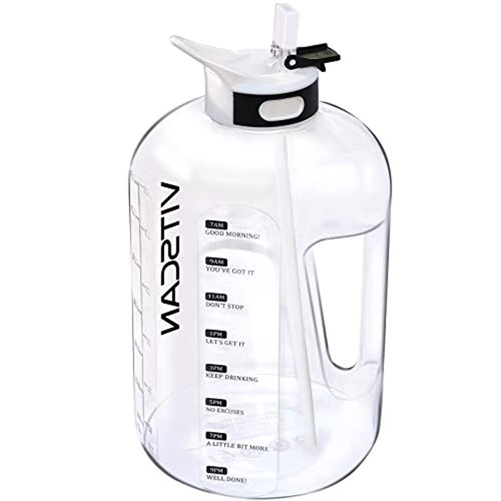 128 Oz Water Bottle with Straw and Time Marker, BPA Free P335