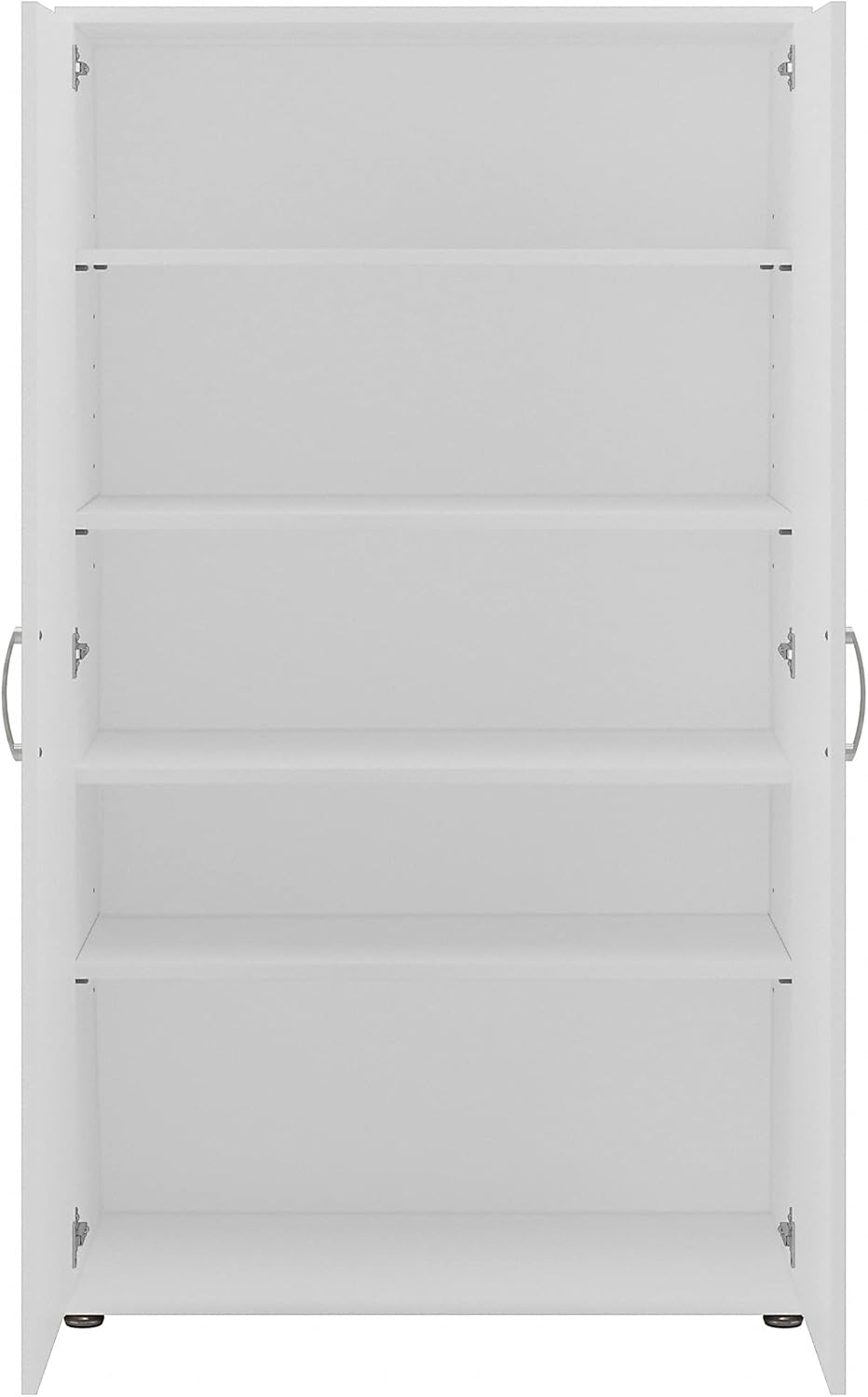 White Tall Storage Cabinet with Doors and Shelves J155543