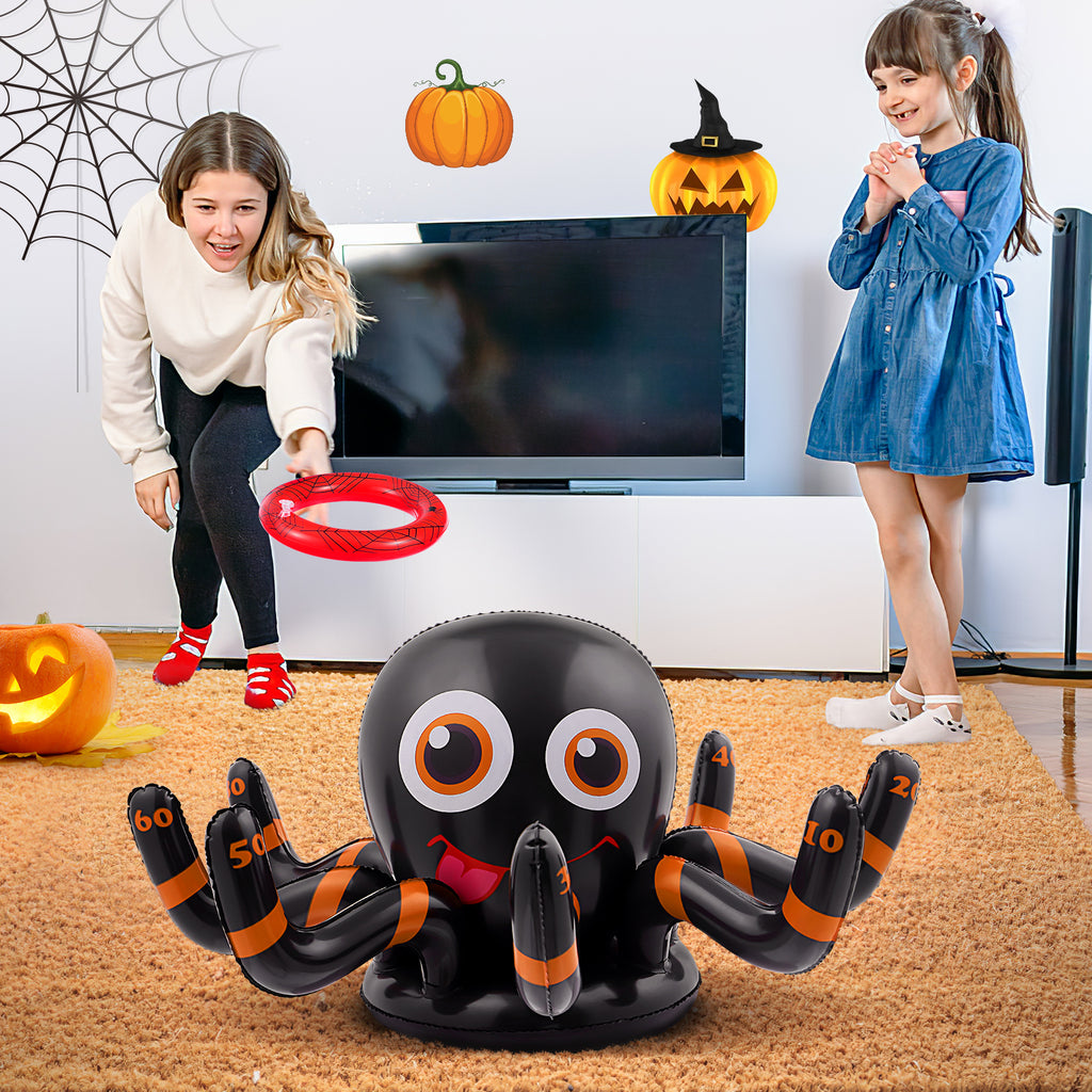 Inflatable Halloween Spider Ring Toss Game Party Supplies with Air Pump Y383495